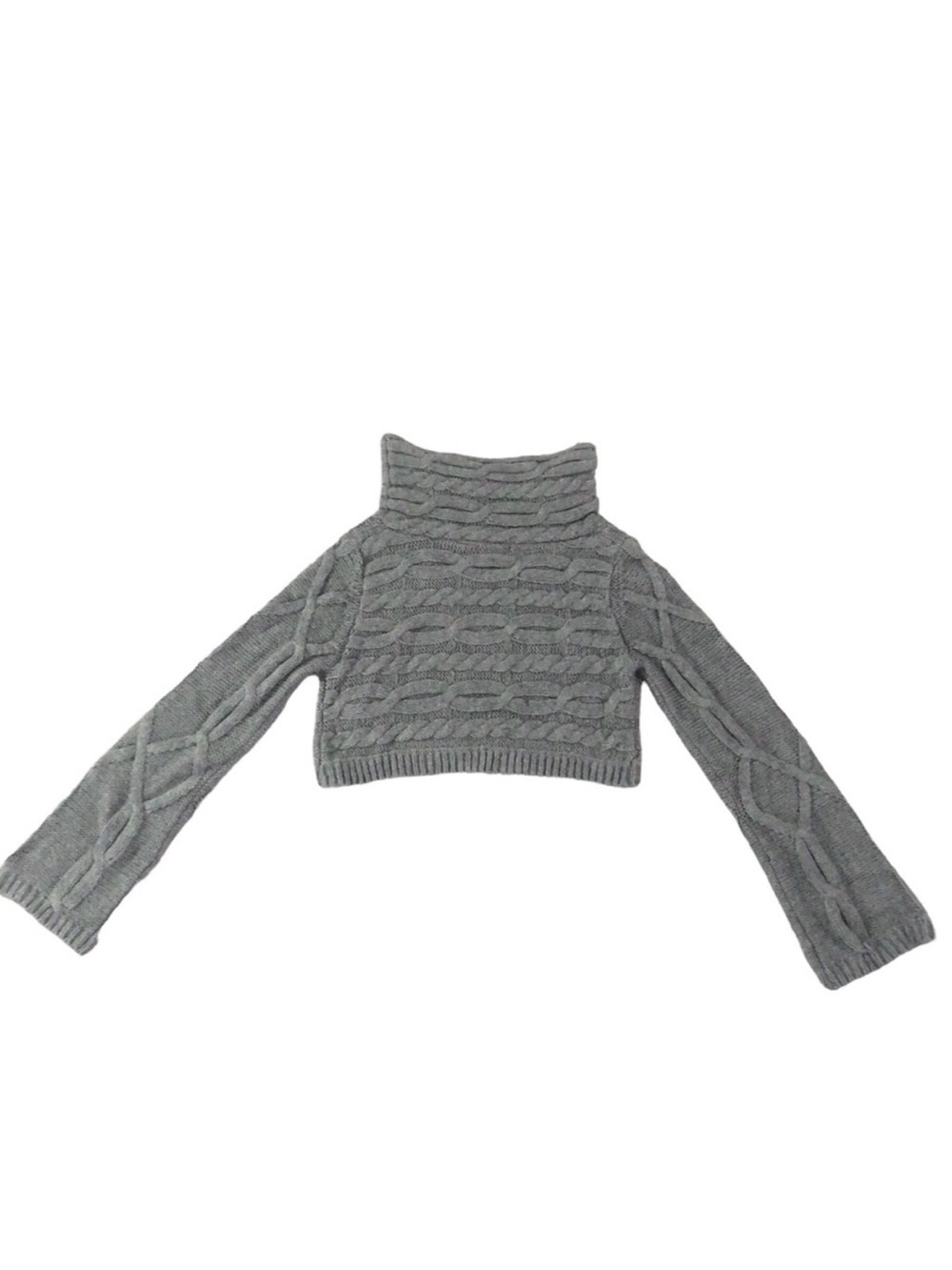 Alpaca Blend Cowl Cropped Cable Knit Sweater - Picture 6 of 10